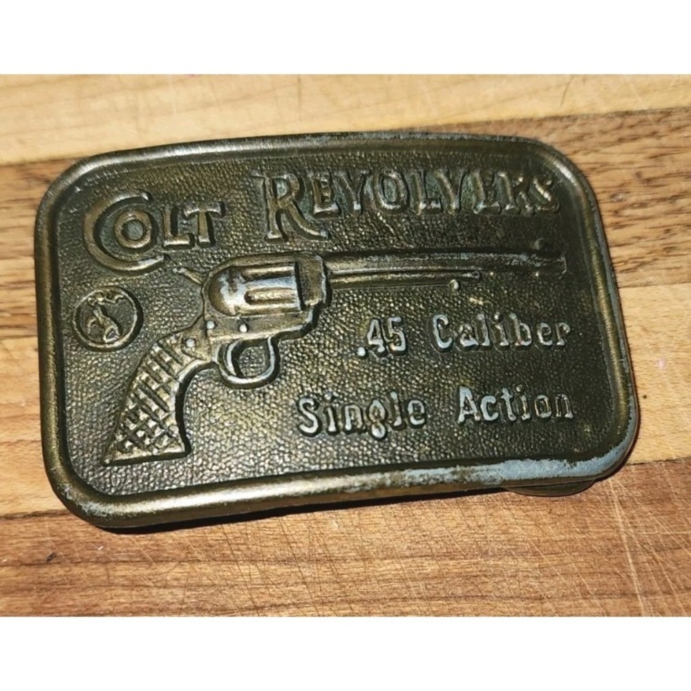 Vintage Colt .44  Revolver Belt Buckle Brass Antique